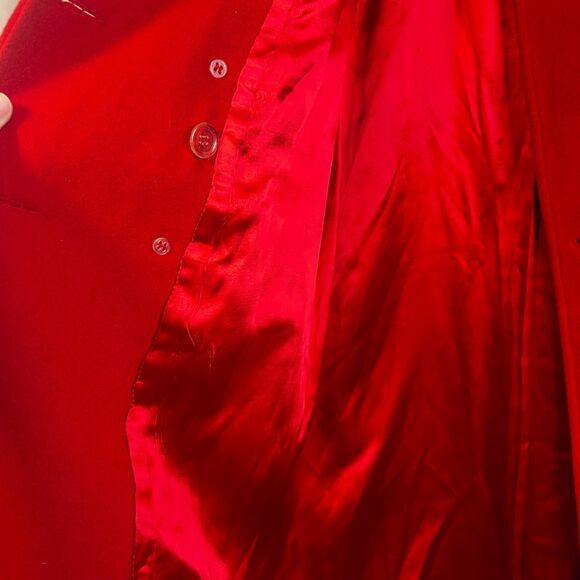Mackintosh 100% Wool Trench PeaCoat Classic Chic Bold Power Red Size M/L* Petite - Picture 9 of 12
